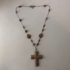 Handcrafted Cross Necklace, Sandstone-style